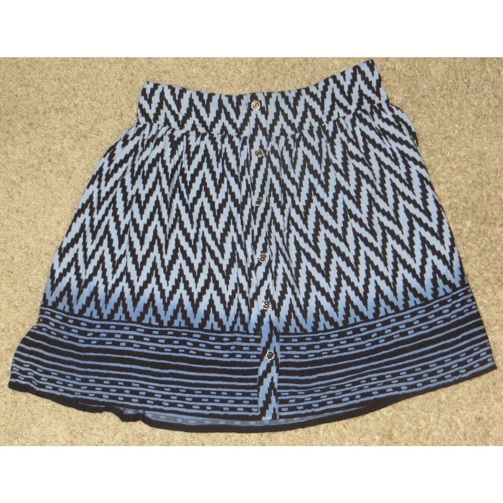 Charlotte Russe Blue Black Chevron Zig Zag Skirt